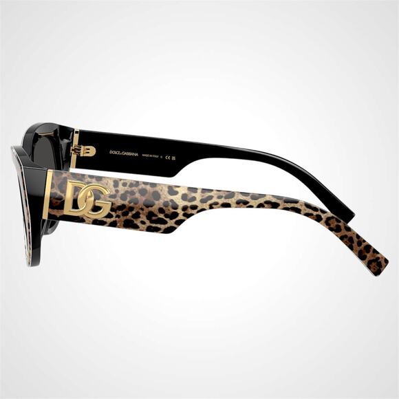 New Dolce & Gabbana Sunglasses Black Brown Leopard Acetate Cat Eye Gold - Picture 3 of 6